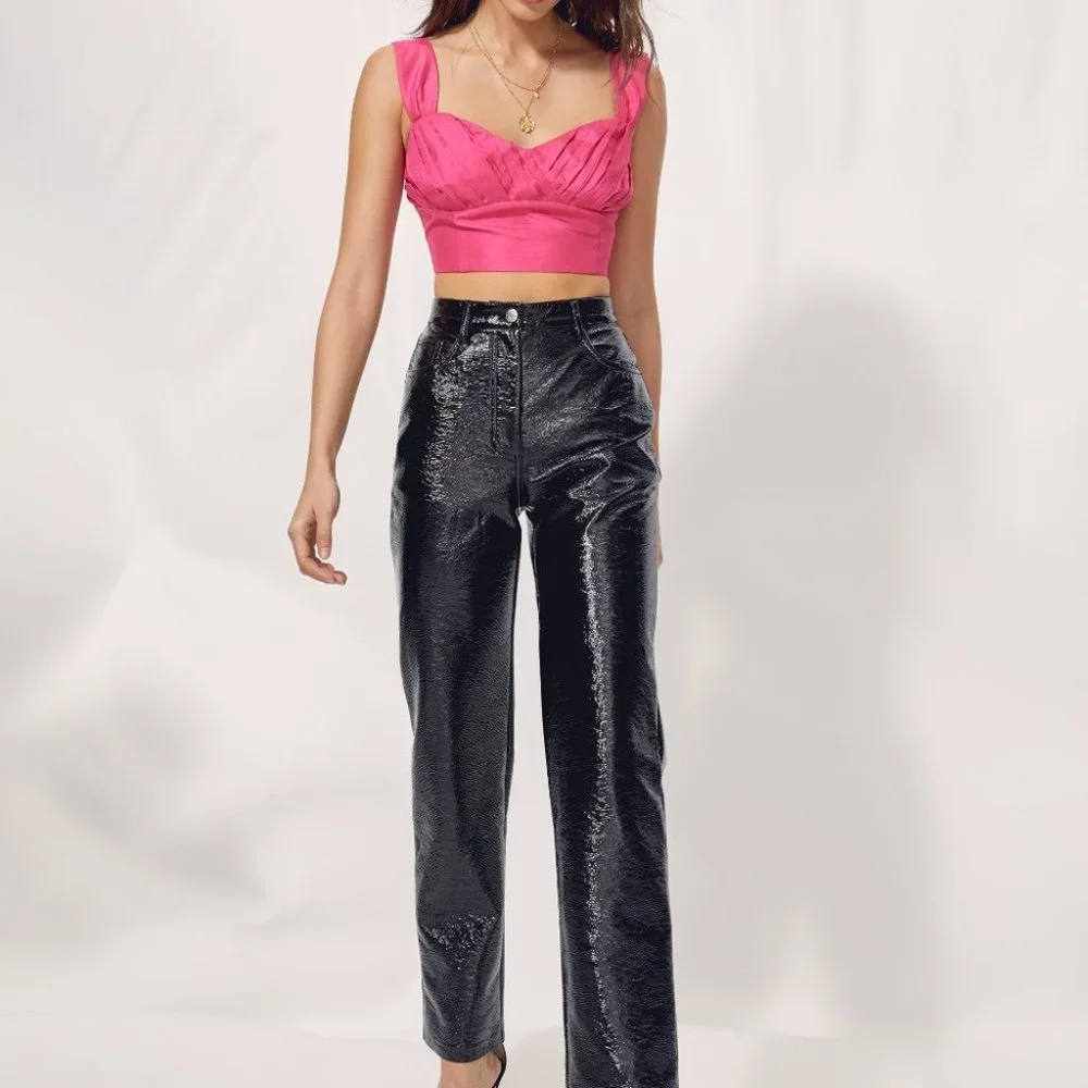 Aritzia Wilfred Rhapsody Blouse Crop Top Size 8 in Electron Fuchsia - Picture 9 of 11